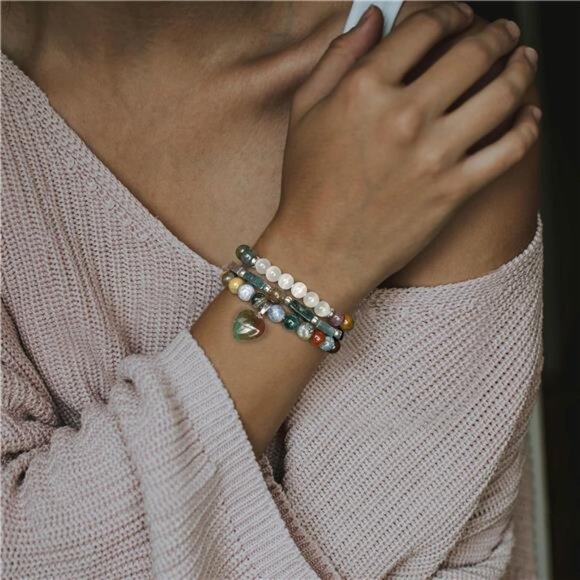 Healing Crystal Beaded Bracelets for Women,Natural Amethyst Gemstones - Picture 4 of 7